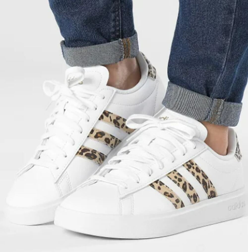 Adidas Women's $75 Grand Court 2.0 Shoes Leopard Print Sports Sneakers Size 4